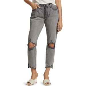 NEW FRAME Denim Women's Le Garcon Crop Jeans Monsoon Rips Straight Leg 30